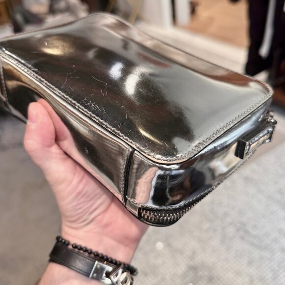 Prada Metallic Silver Chrome Spazzolato Brique Crossbody Bag W/ Pouch - Picture 13 of 16